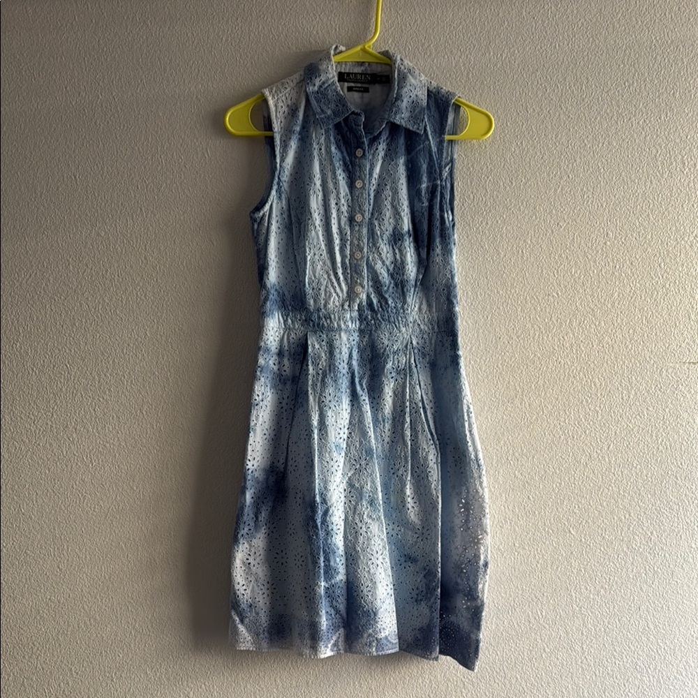 Lauren by Ralph Lauren Blue Tie-Dye Sleeveless Dress size 2P